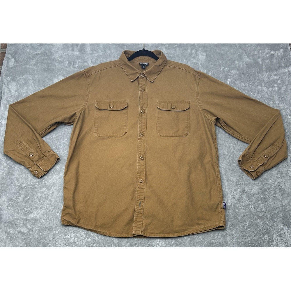 Patagonia Shirt Mens Size XL Brown Organic Cotton Long Sleeve Button Up Casual